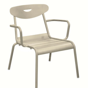 Fauteuil lounge empilable en aluminium - SMILEY - Structure tube rond Ø 25 mm - Coloris amande
