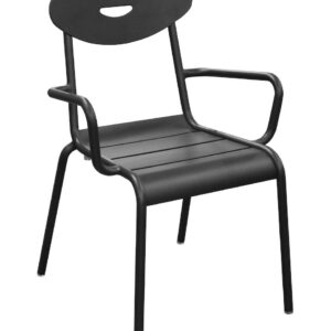 Fauteuil lounge empilable en aluminium - SMILEY - Structure tube rond Ø 25 mm - Coloris graphite