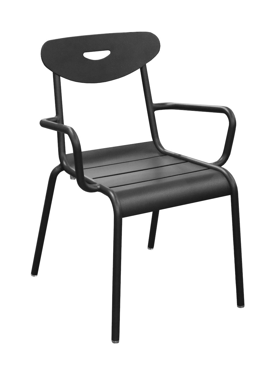 Fauteuil lounge empilable en aluminium - SMILEY - Structure tube rond Ø 25 mm - Coloris graphite