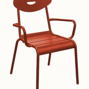 Fauteuil lounge empilable en aluminium - SMILEY - Structure tube rond Ø 25 mm - Coloris terra