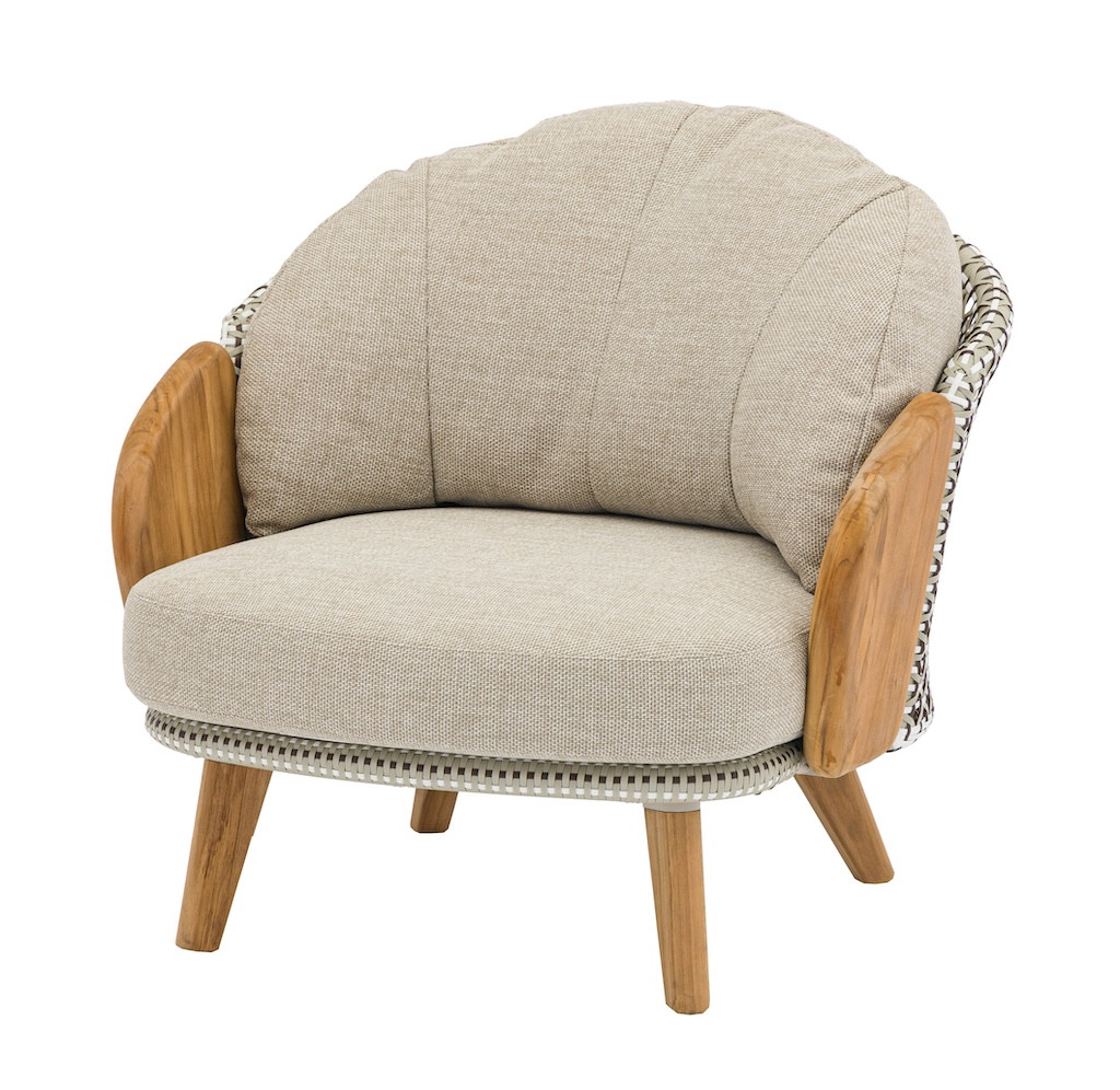 Fauteuil lounge - IBISCUS - Teck FSC 100% / Wicker - Coussins crème