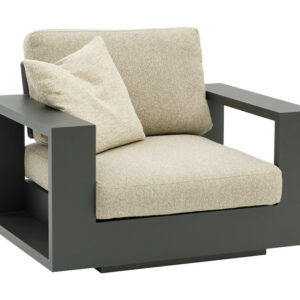 Fauteuil lounge MARY - 99 x 116 x 90 cm - Aluminium époxy et rope - Graphite