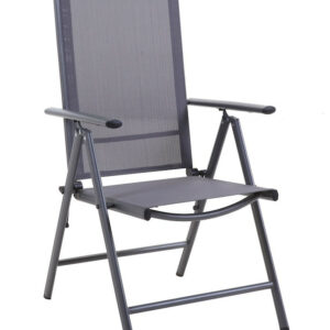 Fauteuil multiposition - AVILA - Aluminium époxy graphite - Toile TPEP grise - Pliant