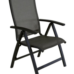 Fauteuil multiposition - ELEGANCE - Aluminium - Toile TPEP graphite/chevron - Pliant