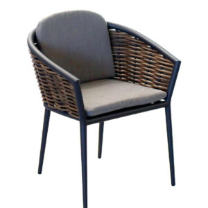 Fauteuil - MUSE - Graphite - Aluminium époxy / Wicker rond