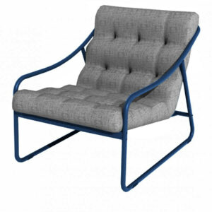 Fauteuil relax Bord'eau en aluminium/TPEP avec coussin - bleu/chiné gris