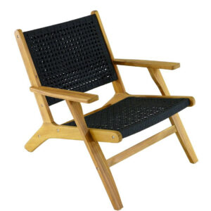 Fauteuil relax Dahlia pliant en bois d’acacia FSC - rope noir