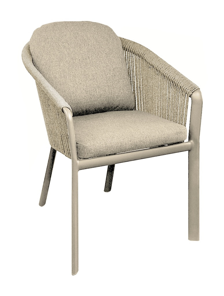 Fauteuil repas - BELLADONE - Crème naturel - Aluminium époxy et rope