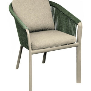 Fauteuil repas - BELLADONE - Crème vert - Aluminium époxy et rope