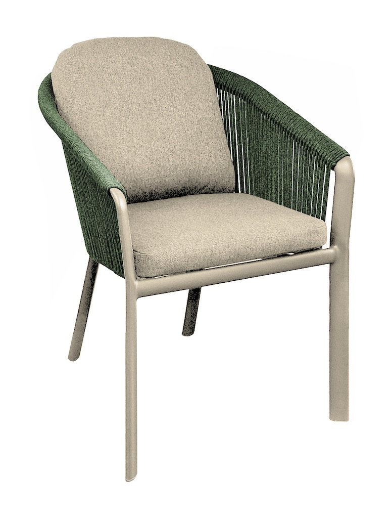 Fauteuil repas - BELLADONE - Crème vert - Aluminium époxy et rope