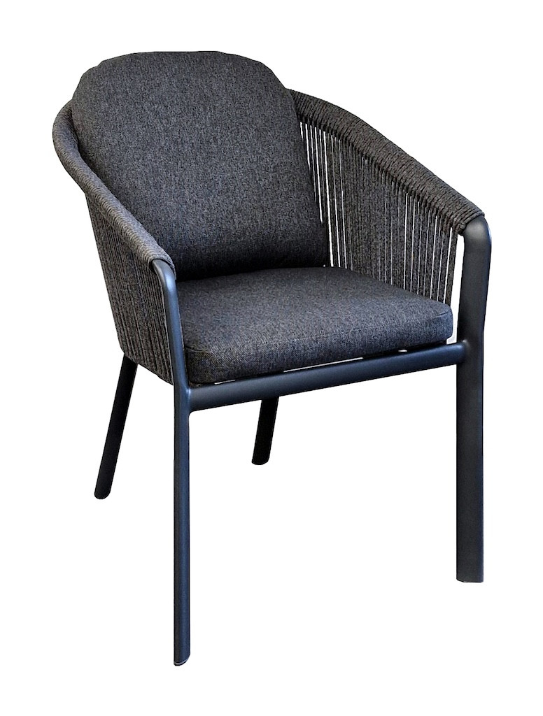 Fauteuil repas - BELLADONE - Graphite gris - Aluminium époxy et rope