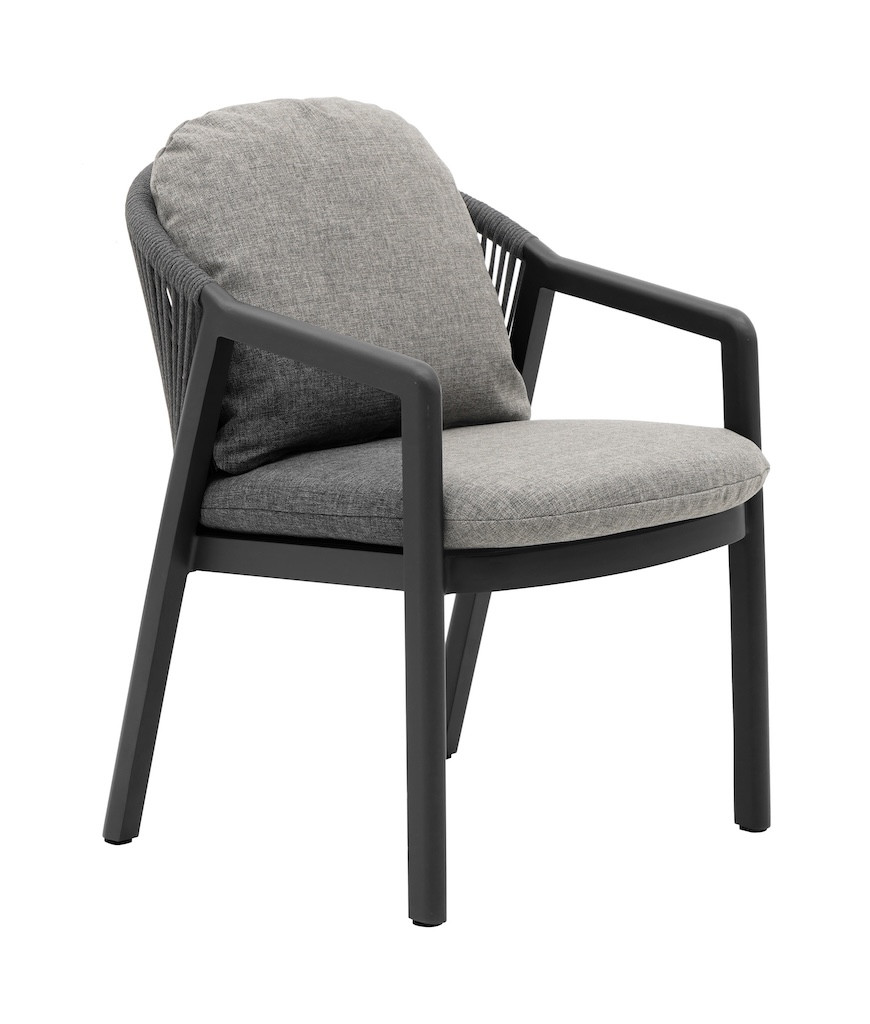 Fauteuil repas - COPENHAGEN - Graphite - Aluminium époxy et rope