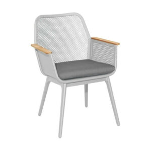 Fauteuil repas de jardin Maestro alu acc teck+galette sunbrella - blanc/119
