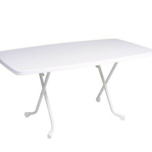 Guéridon pliant Cola en acier/mélamine - 150 x 90 x 71 cm - blanc/blanc