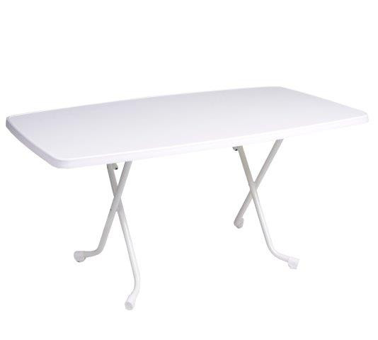 Guéridon pliant Cola en acier/mélamine - 150 x 90 x 71 cm - blanc/blanc