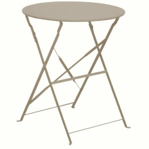Guéridon pliant en acier - CUBA RD60 - Plateau rond Ø 60 cm - Hauteur 71 cm - Coloris crème