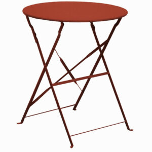 Guéridon pliant en acier - CUBA RD60 - Plateau rond Ø 60 cm - Hauteur 71 cm - Coloris terra