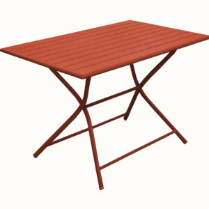 Guéridon pliant en aluminium – GLOBE 110x70 – Plateau à lattes – Hauteur 74 cm – Coloris terra