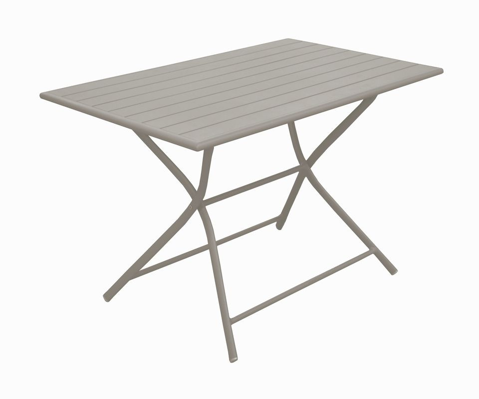 Guéridon pliant Globe en aluminium/lattes - 110 x 70 cm - crème