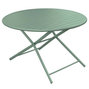 Guéridon pliant Globe en aluminium/lattes - ø120 cm - amande