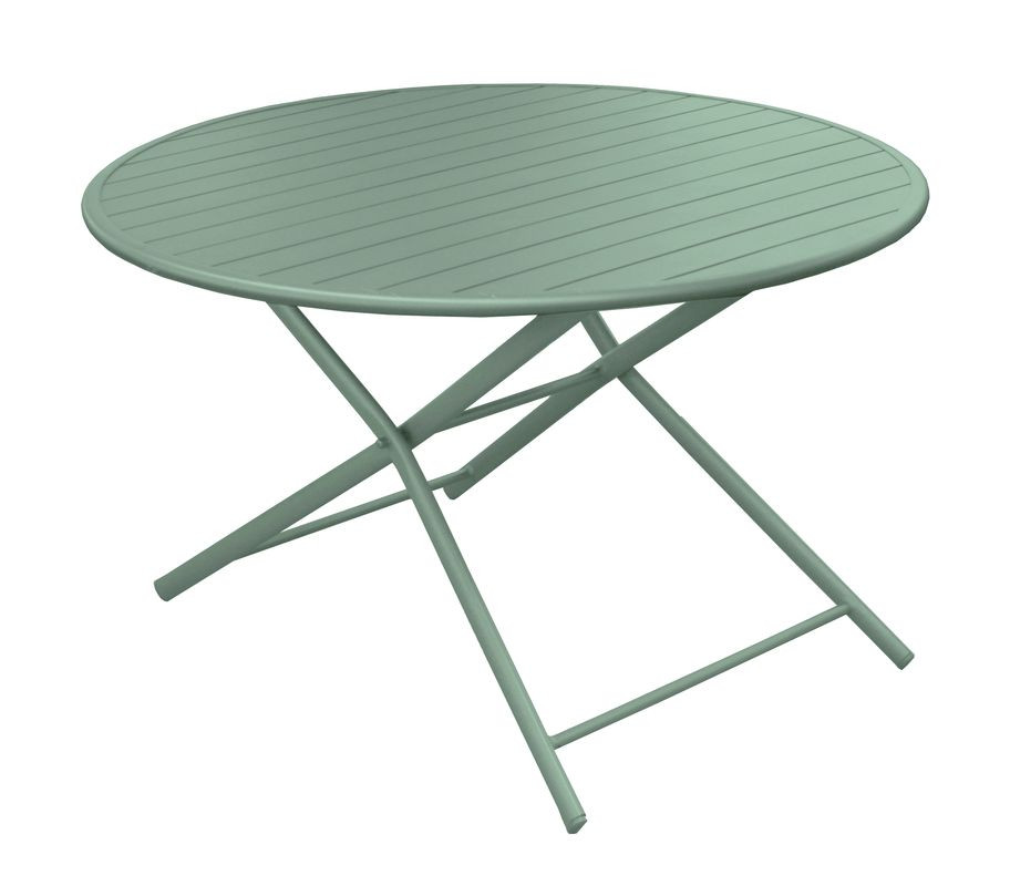 Guéridon pliant Globe en aluminium/lattes - ø120 cm - amande