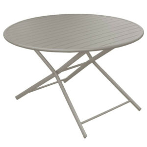 Guéridon pliant Globe en aluminium/lattes - ø120 cm - crème