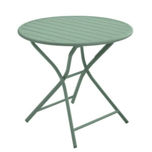 Guéridon pliant Globe en aluminium/lattes - ø80 cm - amande