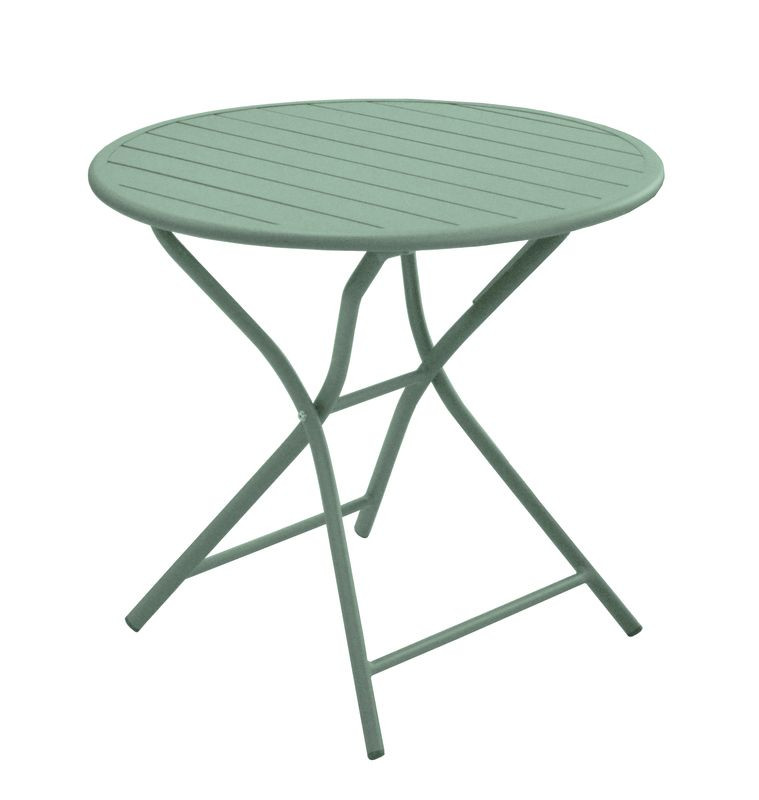 Guéridon pliant Globe en aluminium/lattes - ø80 cm - amande