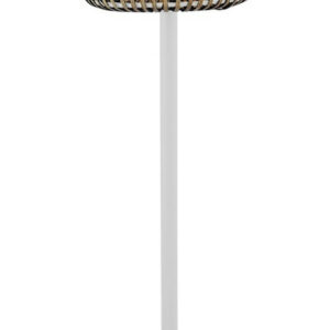 Lampe sur pied - NONA - 50 x 50 x H170 cm - Blanc / Naturel - Aluminium époxy / Wicker