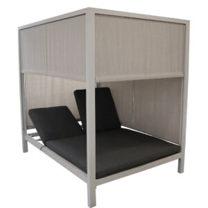 Lit double de jardin - LEATHER - Crème - Aluminium époxy et polyester