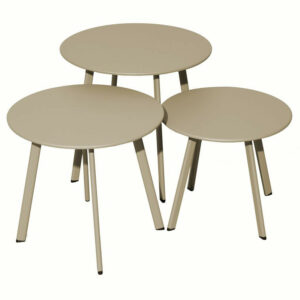 Lot 3 tables basses Massaï en acier - diamètre 40/45/50 cm - sand