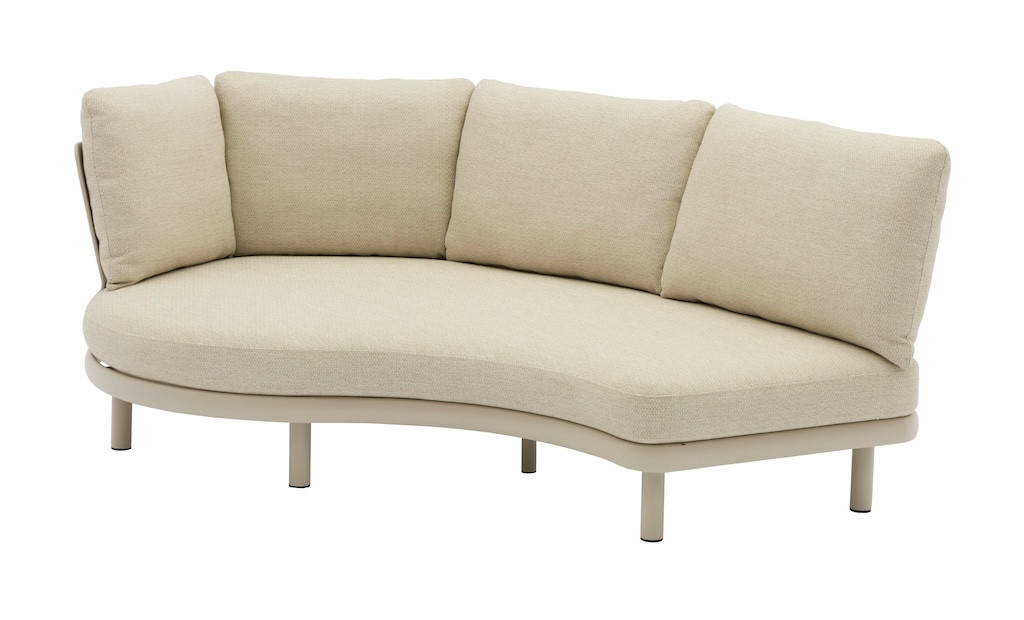 Méridienne ronde NUAGE - Aluminium époxy et teck FSC - Crème - 188 x 155 x 85 cm