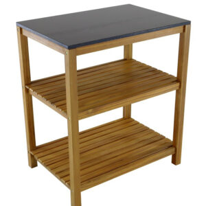 Meuble de rangement Fidgi à 3 compartiments en bois d'acacia - granite noir