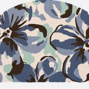 Paillasson 1/2 Rond Fibre Naturelle - Fleurs Bleues