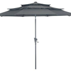 Parasol droit en aluminium 3 strates inclinable manivelle 300/6 cm - grey/gris