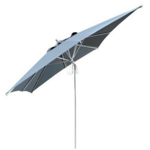 Parasol en aluminium mat central à 8 baleines - 3 x 3 m - inox/grey