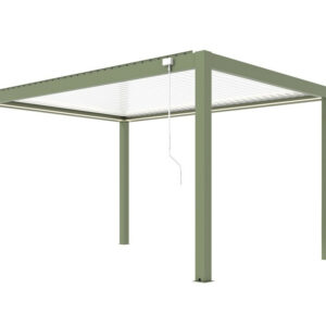 Pergola bioclimatique autoportée solaire en aluminium - MIRA 3 x 4 m - Coloris amande avec lames blanches