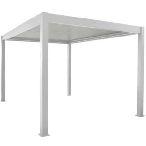 Pergola bioclimatique autoportée Zéphir motorisée aluminium/lames - blanc - 3 x 4 m