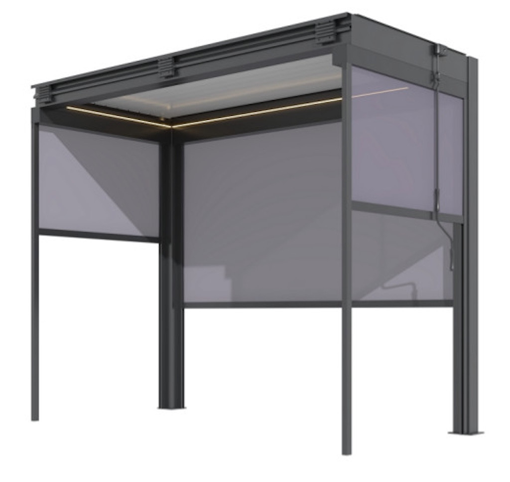 Pergola - Zephir Pool House 3x1,46 Alu et Lames - Graphite et Blanc