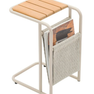 Porte-revue RIVA - Aluminium époxy / Plateau teck FSC - Blanc
