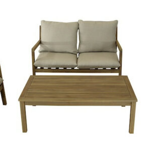 Salon bas - PAYA - Acacia FSC 100% - 2 fauteuils + 1 canapé + 1 table basse
