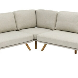Salon d’angle - EVEN - 2 méridiennes + 1 angle - Aluminium / Teck FSC / Rope W.Mocha - Naturel