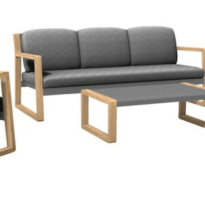 Set 4 pièces - SLOOP - Aluminium époxy - Heat Graphite - 1 canapé + 2 fauteuils + 1 table basse