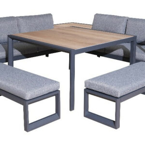 Set ensemble 6 pièces en aluminium avec coussins - graphite/light grey