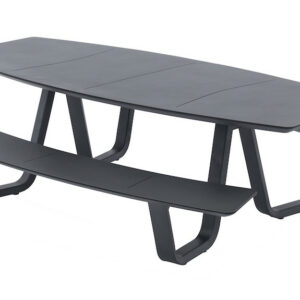 Set repas PICNIC CURV – 1 table 180 x 72 cm + 2 bancs – Aluminium époxy graphite