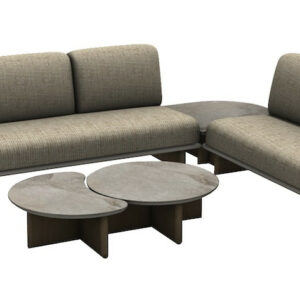 Set salon bas KETCH - Set angle 3 places + 2 places + table basse - Crème Gris Beige