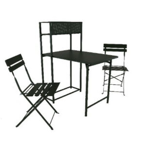 Set table avec 2 chaises pliantes Balcon en acier - graphite