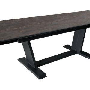 Table AMBER 180/230/280 x 100 cm – Aluminium époxy graphite / Plateau Dekton Laurent – Allonges en bout