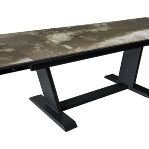 Table AMBER 180/230/280 x 100 cm – Aluminium époxy graphite / Plateau Dekton Trilium – Allonges en bout