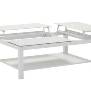 Table basse BUTTERFLY élévatrice - 120 x 80 x 42/54 cm - Aluminium époxy - Blanc